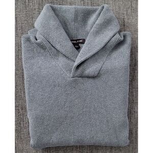 Michael Kors Men's Ash Melange ‎ Shawl Collar Cotton Sweater Size Large